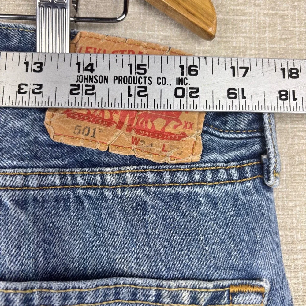 Vintage Levis 501 Mens 34x36 Original Fit Jeans Light Distress Grunge Denim